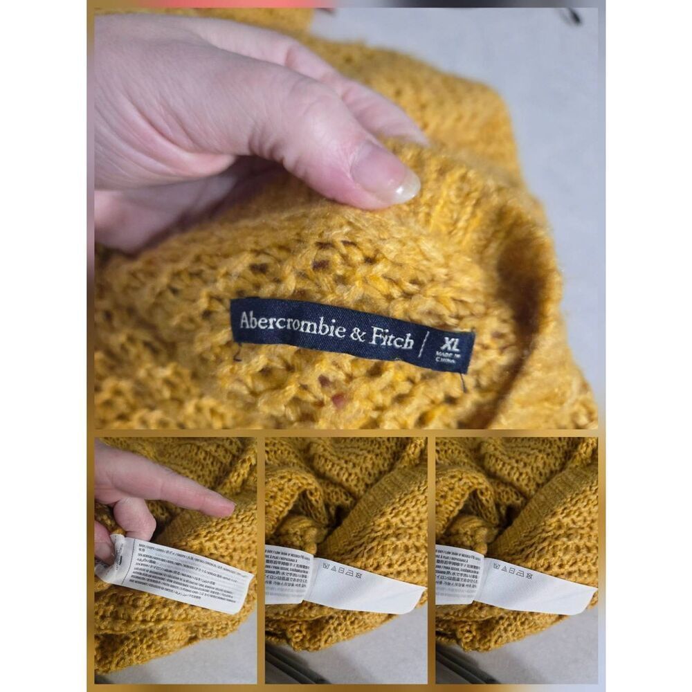 Abercrombie & Fitch Open Knit Open Faux Wrap Blouson Back Sweater Sz. XL EST - Picture 5 of 8